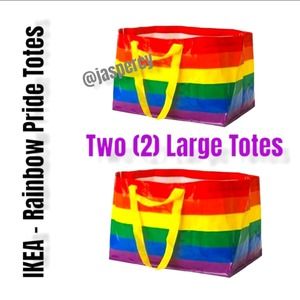 IKEA -STORSTORMA Set of Two (2) Large Rainbow Color Block Tote Support Gay Pride
